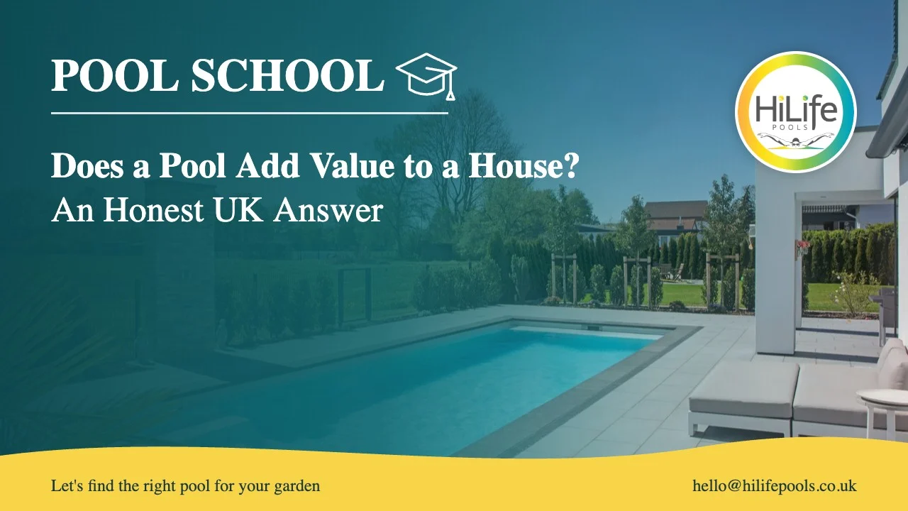 Does a pool add value to a house guide from HiLife Pools, with a pool with a paved terrace.