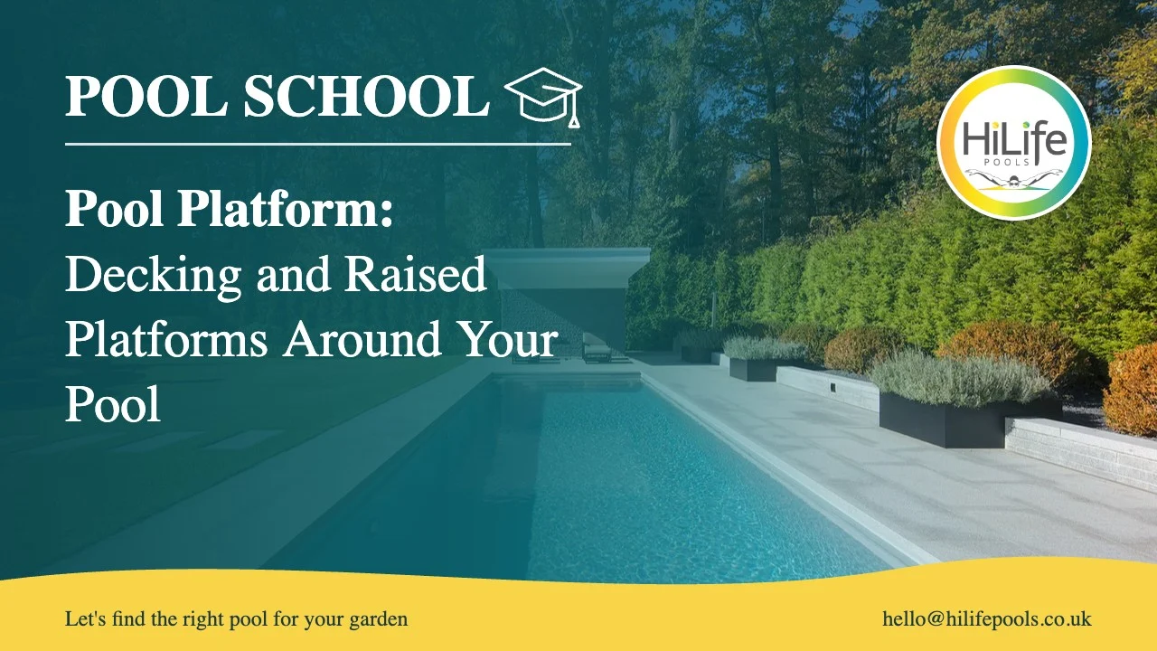 Pool platform guide from HiLife Pools, with a long, narrow lap pool